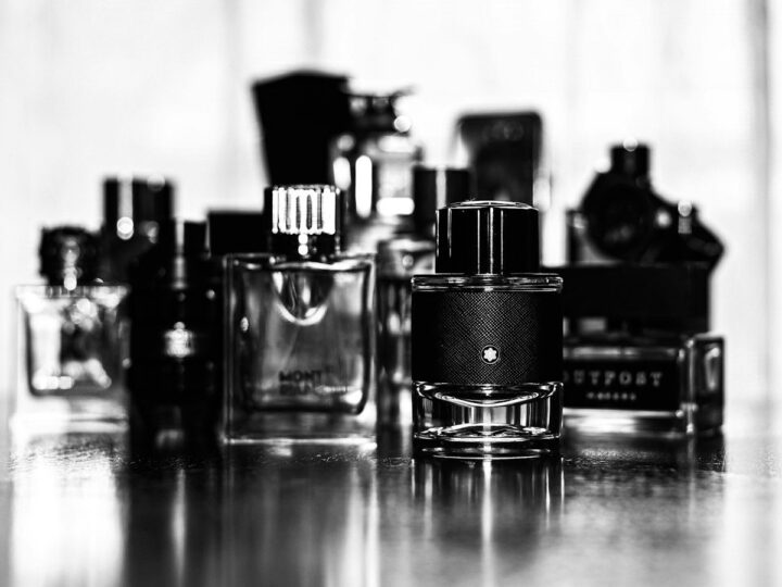 Man applying cologne