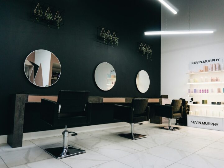 Interior of Orange & Teal hair salon in Singapore