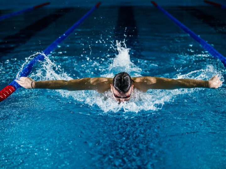 Man at a swimming pool